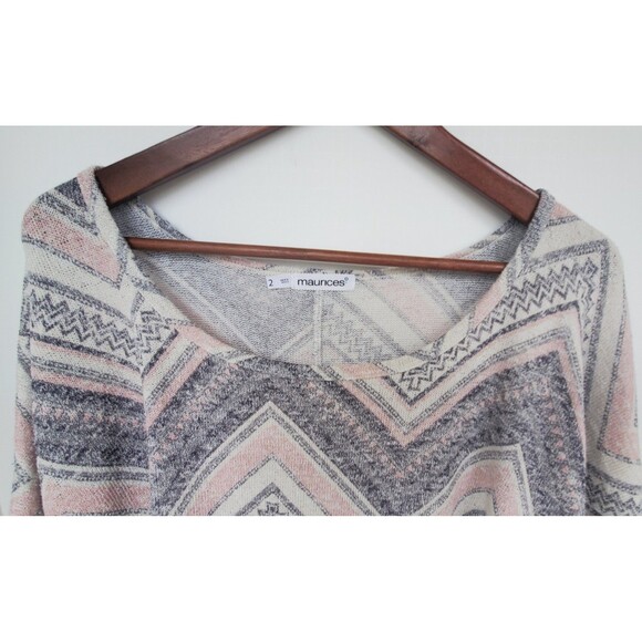Maurices 2X top pink chevron scoop neck 3/4 sleeve Blouse Womens Aztec Southwest - Picture 4 of 11